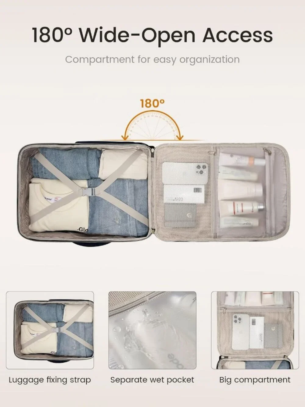 Spacious 40L Travel Backpack, Airline Approved Carry-On, Waterproof, Fits 17